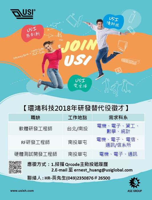 環鴻科技2018年研發替代役現正招募中圖片